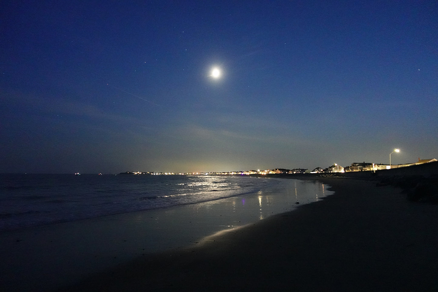 Ocean Beach Hampton by Moonlight - Atlantic Coast of New Hampshire