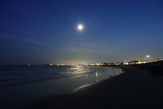 Ocean Beach Hampton by Moonlight - Atlantic Coast of New Hampshire