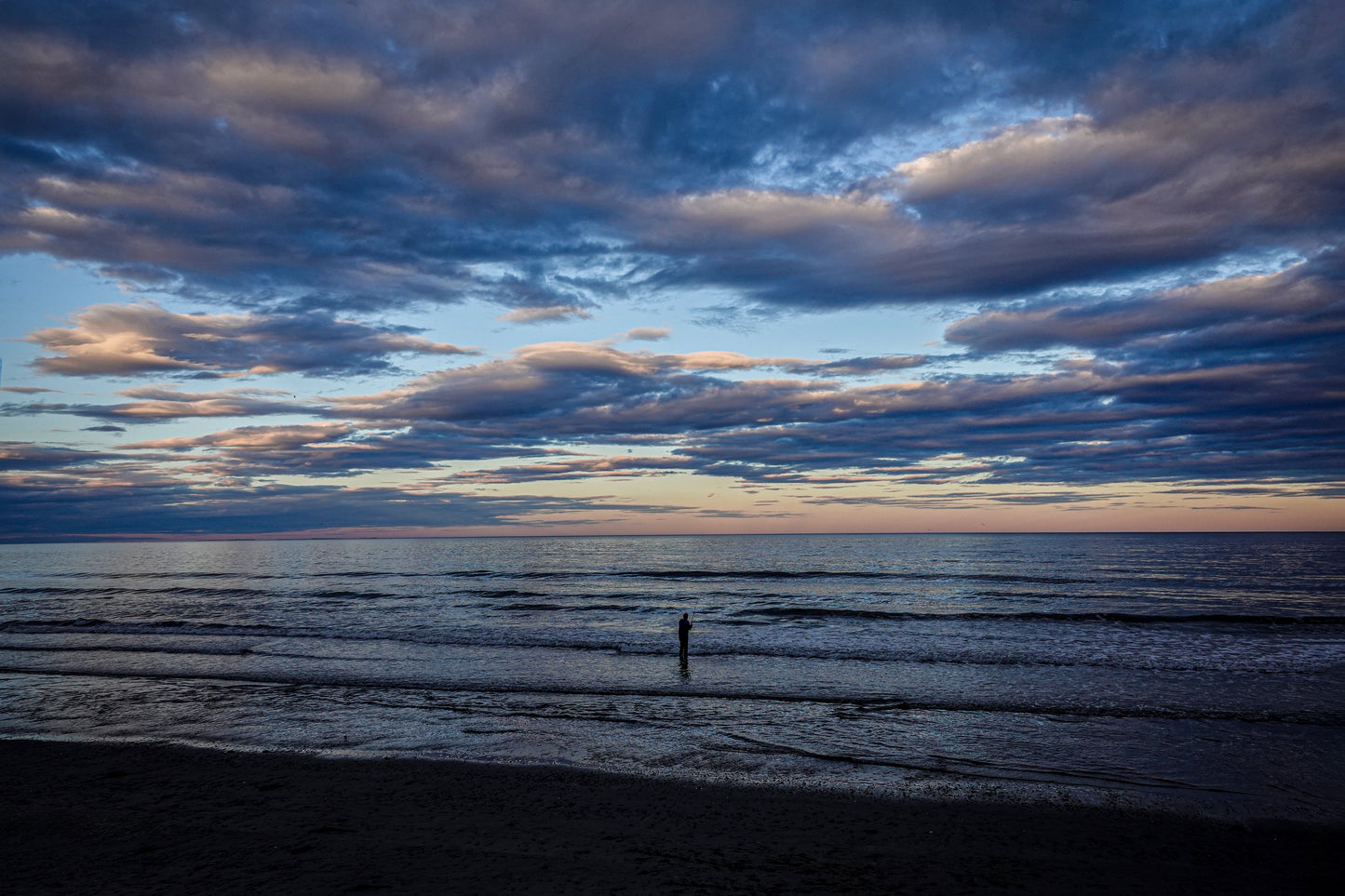 Dramatic Ocean Fishing at Dusk - Atlantic Coast of New Hampshire